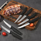 14-Piece Knife Block Set - High Carbon Stainless Steel with Ergonomic Handles, Built-In Sharpener, Black Wood Storage Block