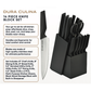 14-Piece Knife Block Set - High Carbon Stainless Steel with Ergonomic Handles, Built-In Sharpener, Black Wood Storage Block